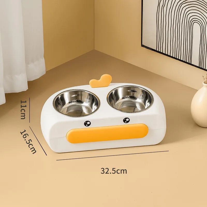 Duck Design Double Bowl Pet Food Water Feeder
