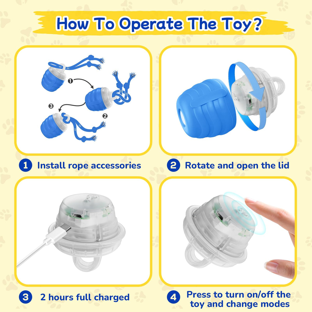 Automatic Rolling Interactive Dog Ball Toy With Rope