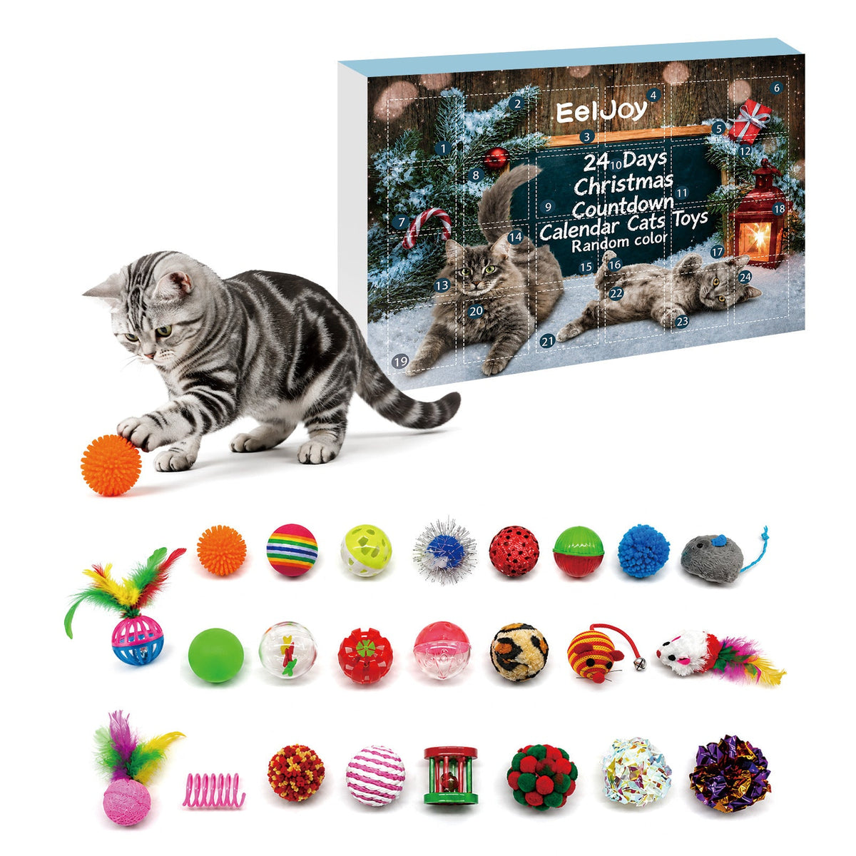 24 Day Christmas Advent Calendar Cat Toy