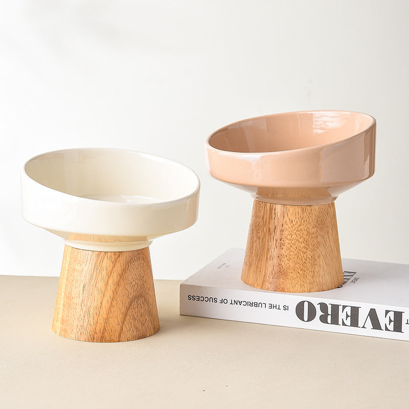 Ceramic Elevated Pet Food Water Bowl for Cats Dogs