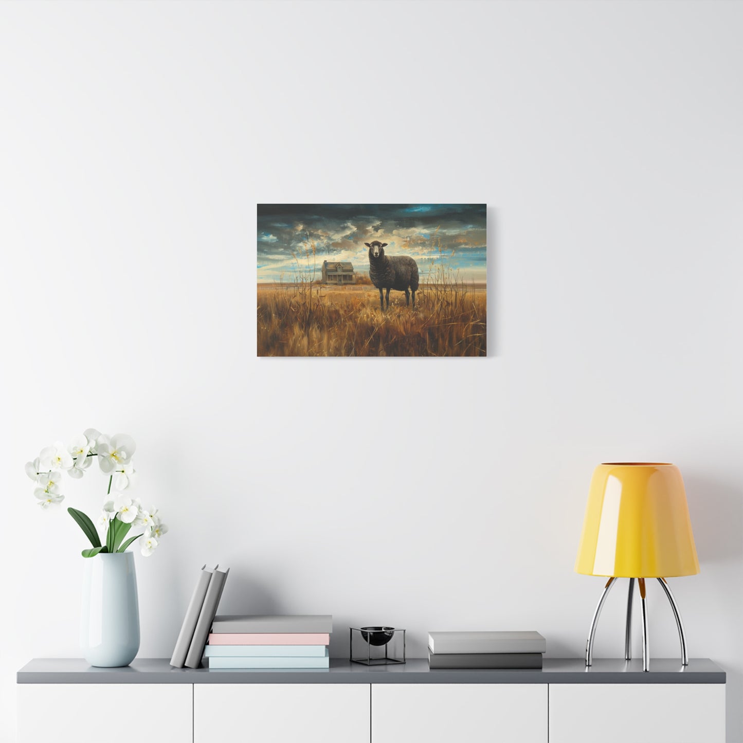 Black Welsh "Sooty" Sheep Canvas 1.25"