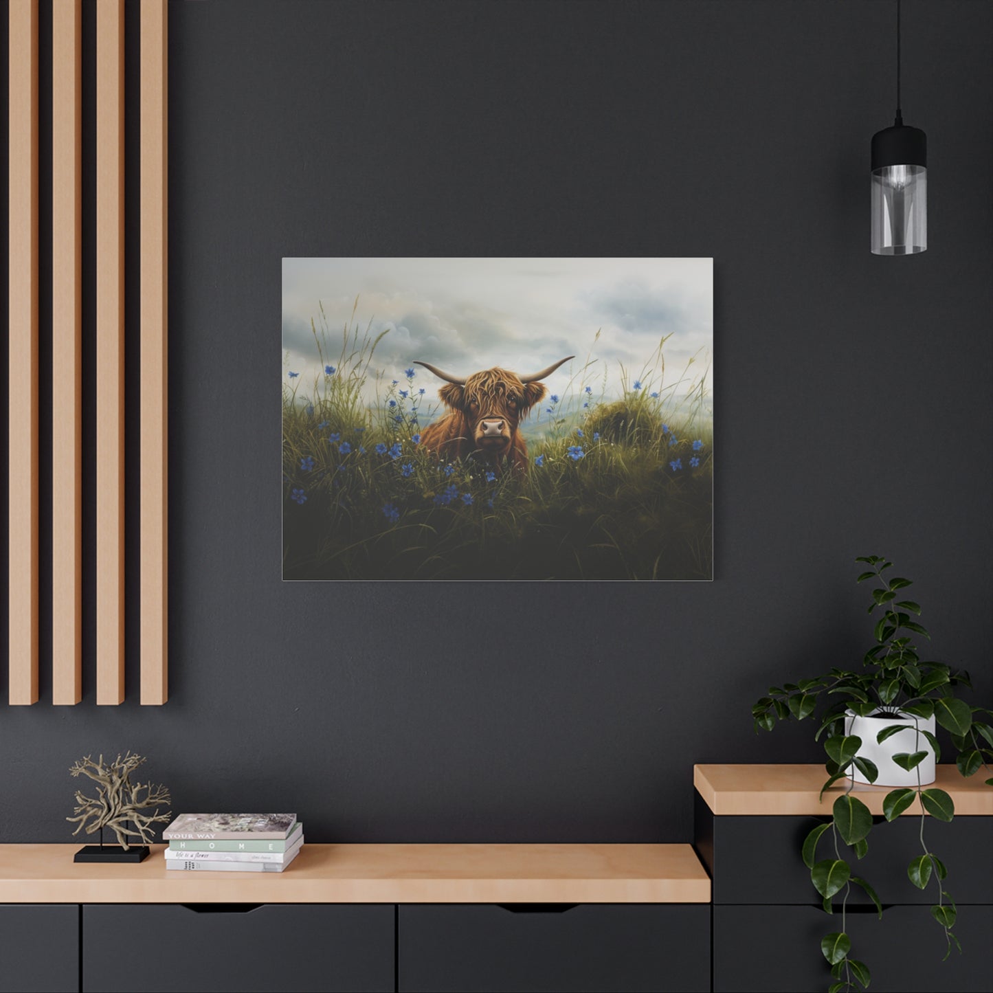 Highland "Forget Me Not" Cow Canvas 1.25"