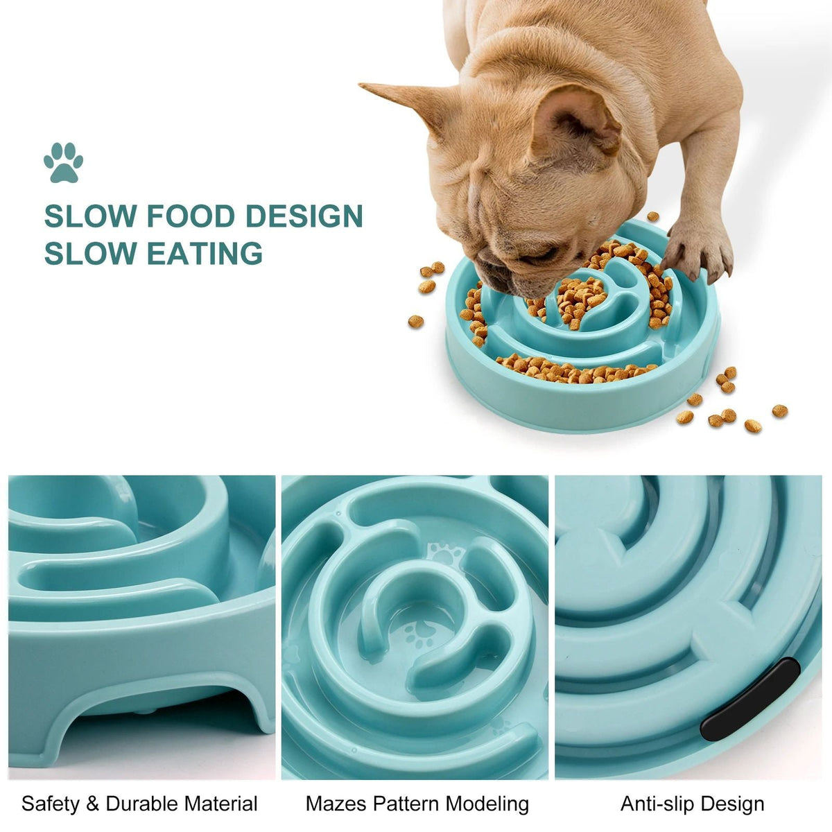 Non Slip Slow Feeder Anti Gulping Dog Bowl