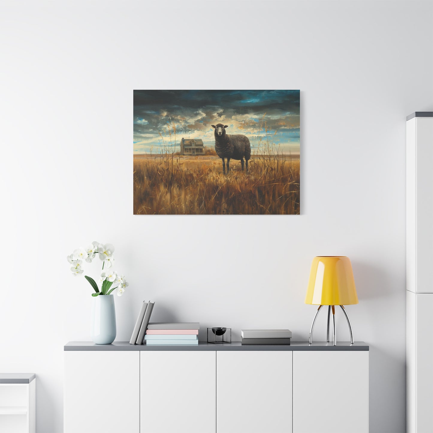 Black Welsh "Sooty" Sheep Canvas 1.25"