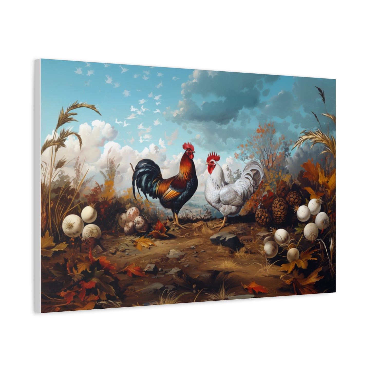 Rhode Island Red "Red & Leggy" Leghorn Chicken Canvas 1.25"