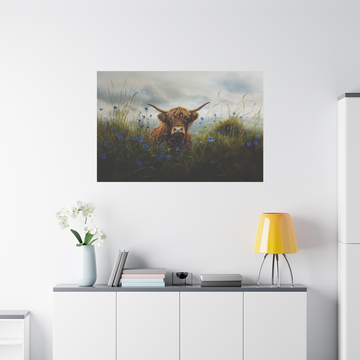 Highland "Forget Me Not" Cow Canvas 1.25"