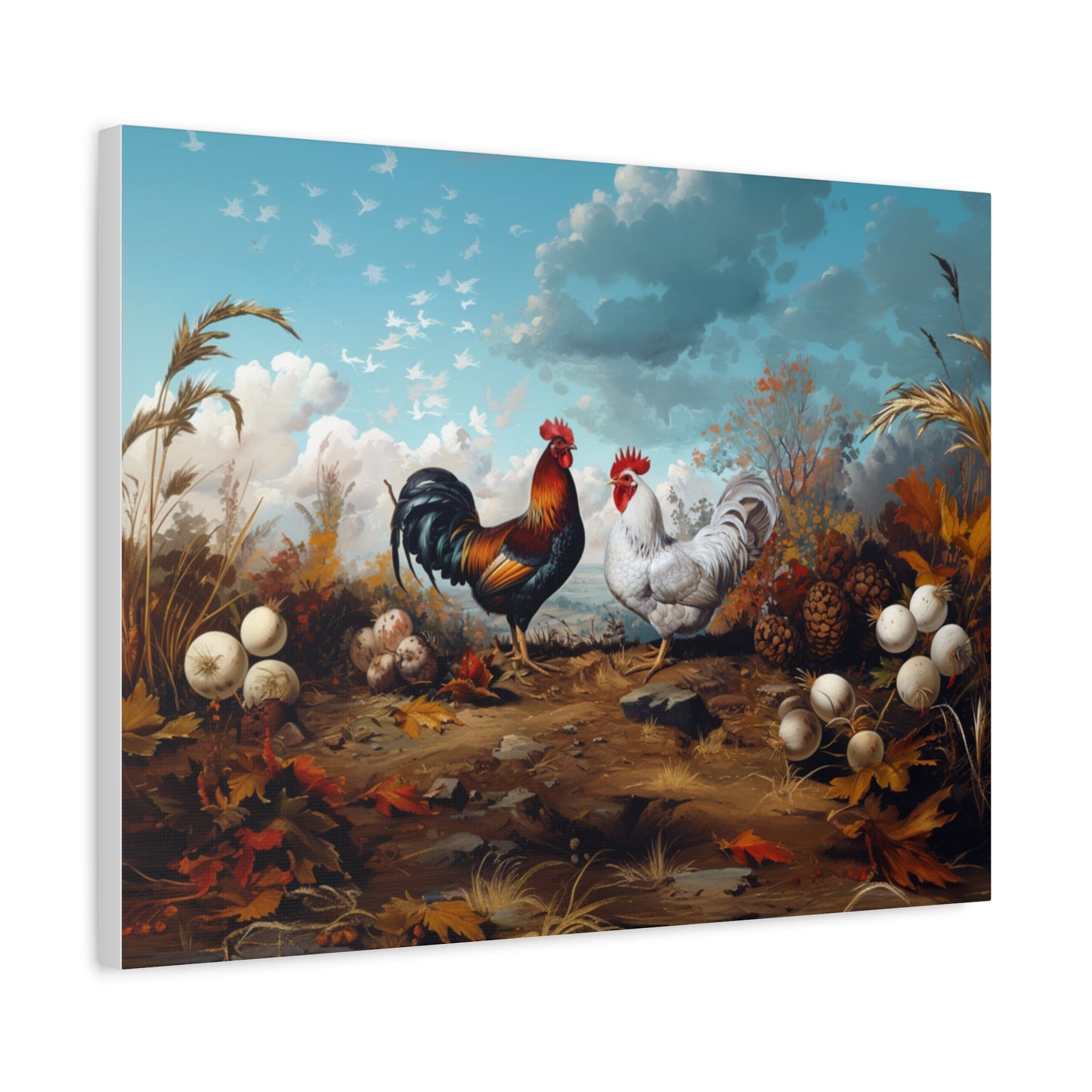 Rhode Island Red "Red & Leggy" Leghorn Chicken Canvas 1.25"