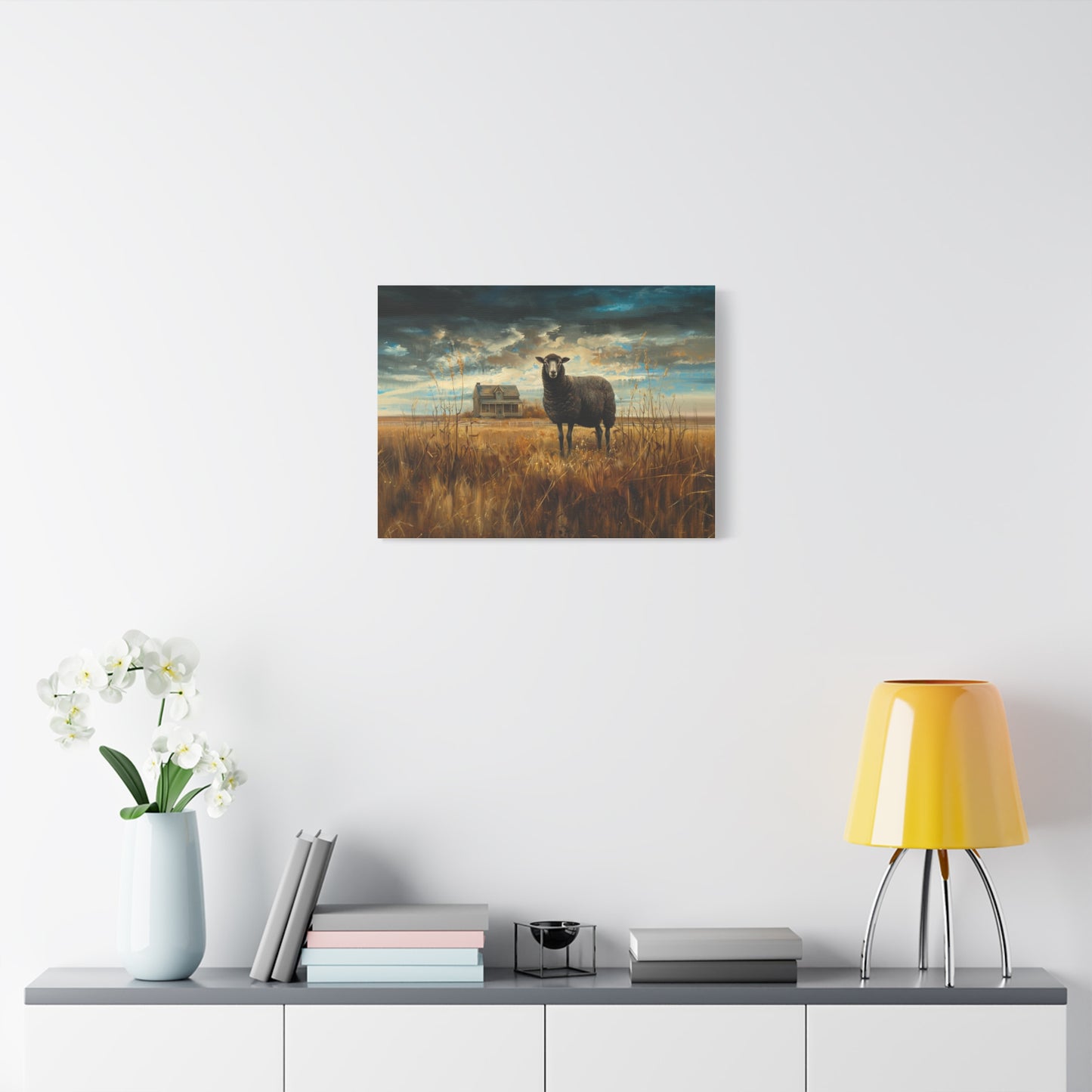 Black Welsh "Sooty" Sheep Canvas 1.25"