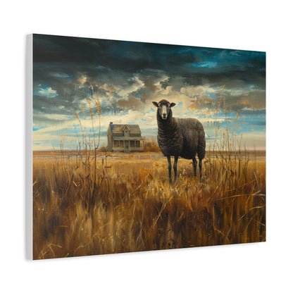 Black Welsh "Sooty" Sheep Canvas 1.25"