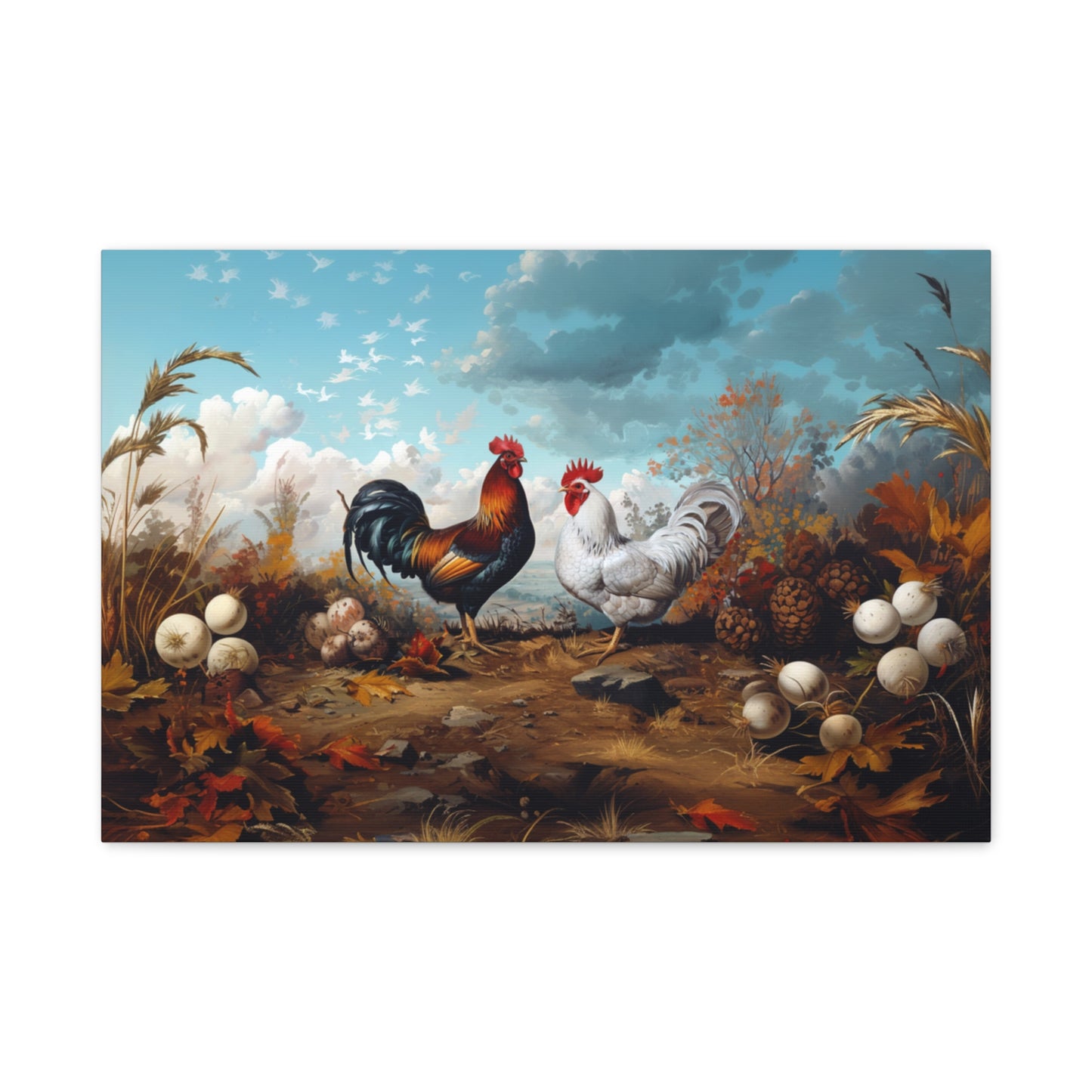 Rhode Island Red "Red & Leggy" Leghorn Chicken Canvas 1.25"