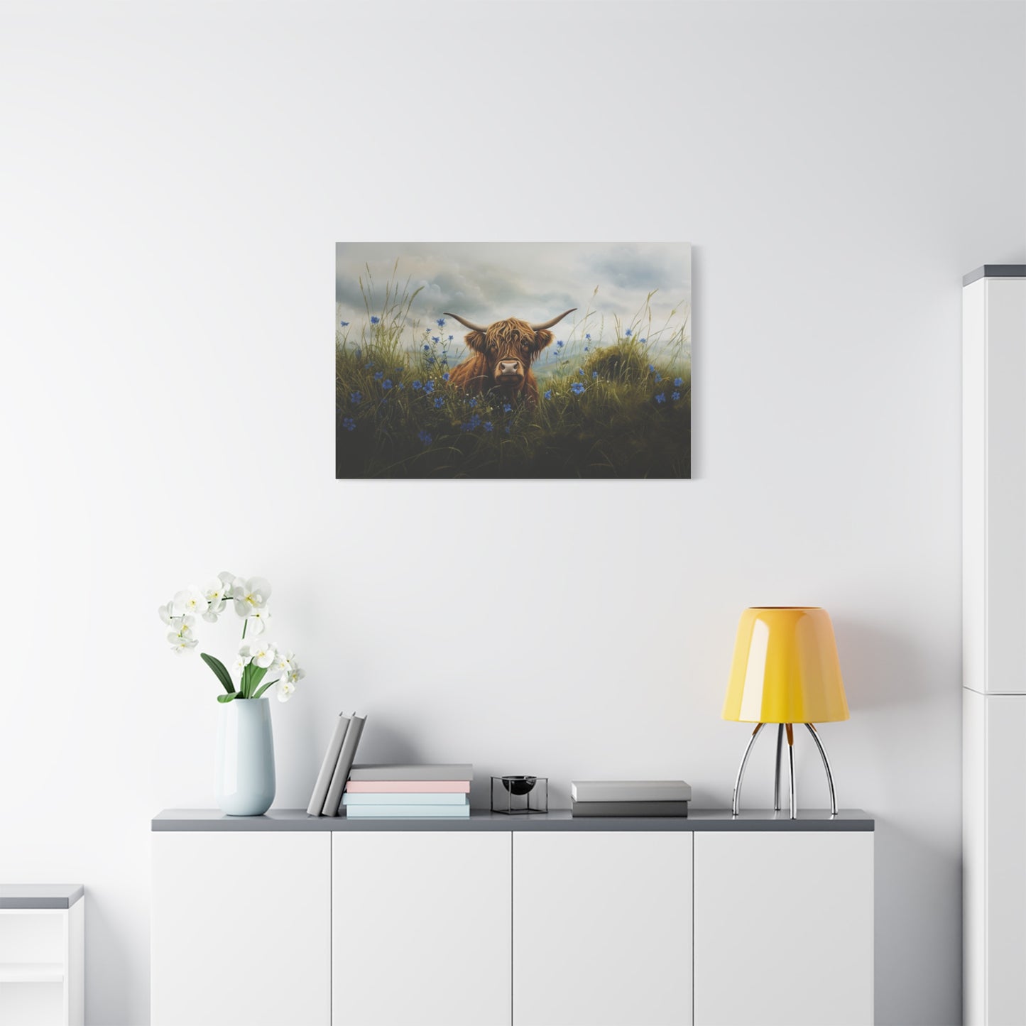 Highland "Forget Me Not" Cow Canvas 1.25"