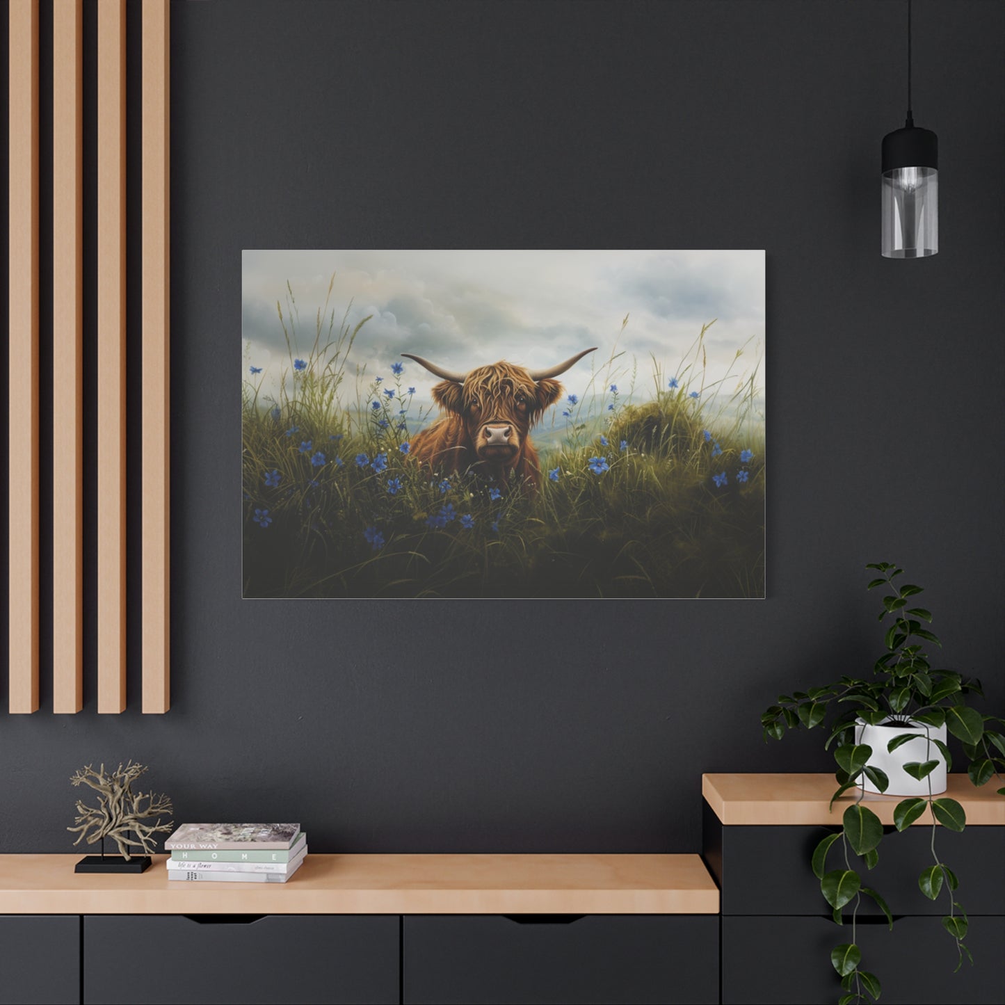 Highland "Forget Me Not" Cow Canvas 1.25"