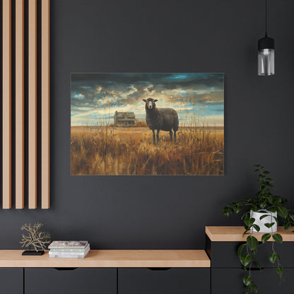 Black Welsh "Sooty" Sheep Canvas 1.25"