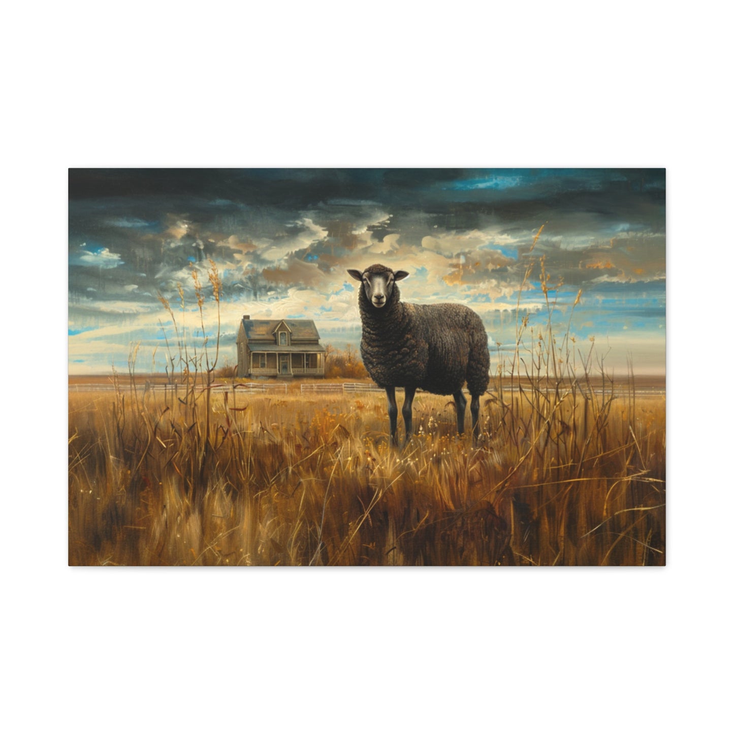 Black Welsh "Sooty" Sheep Canvas 1.25"