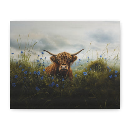 Highland "Forget Me Not" Cow Canvas 1.25"