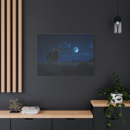 Highland "Starry Night" Cow Canvas 1.25"