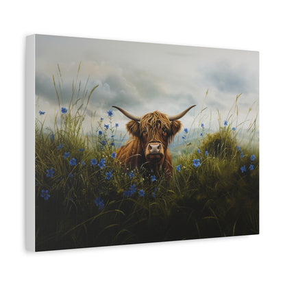 Highland "Forget Me Not" Cow Canvas 1.25"