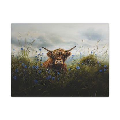 Highland "Forget Me Not" Cow Canvas 1.25"