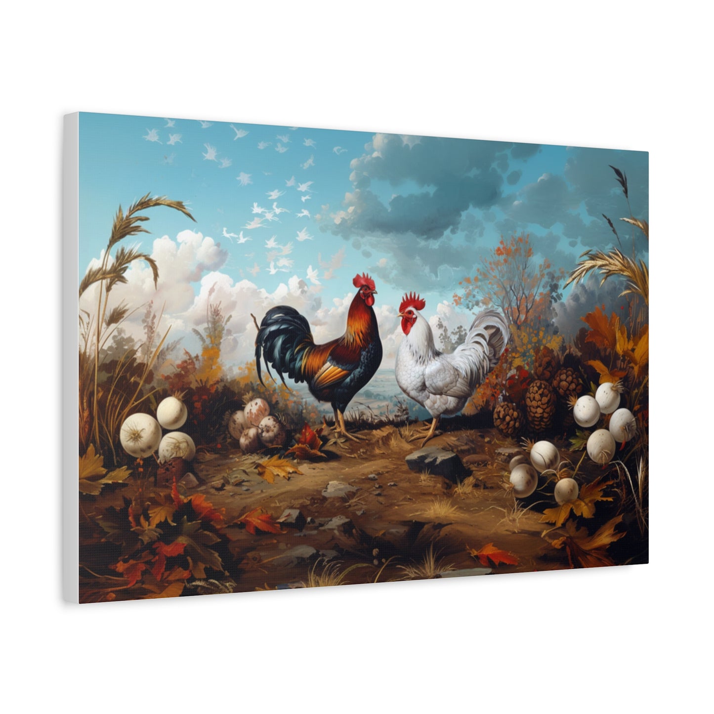 Rhode Island Red "Red & Leggy" Leghorn Chicken Canvas 1.25"