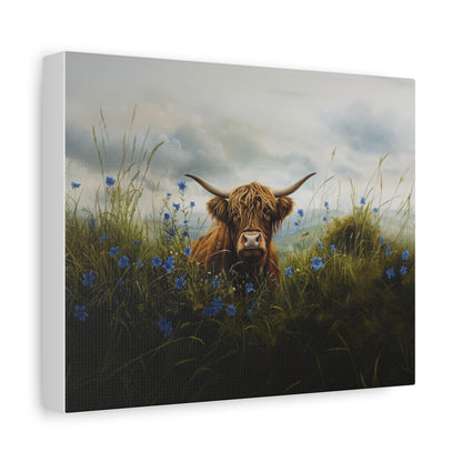 Highland "Forget Me Not" Cow Canvas 1.25"