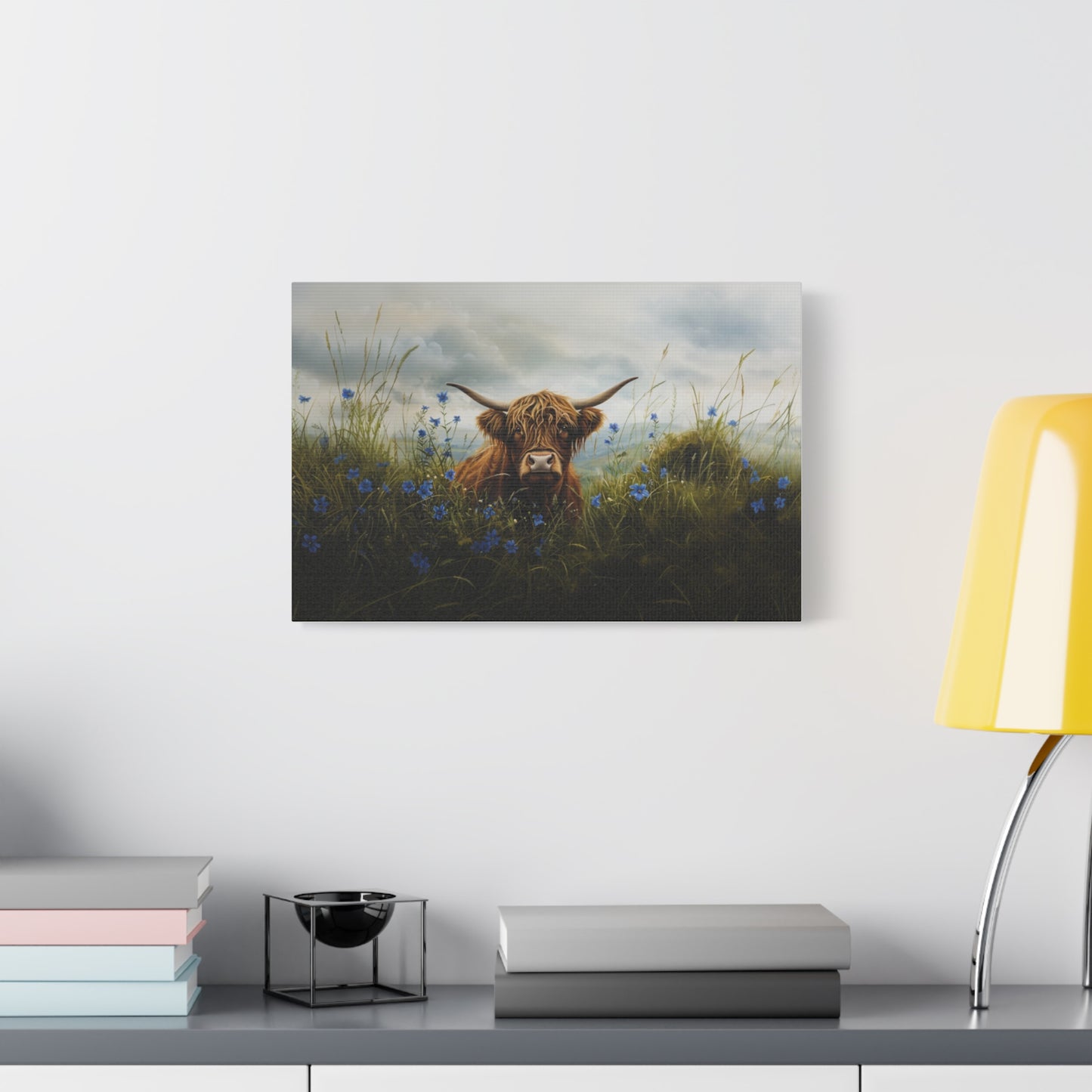 Highland "Forget Me Not" Cow Canvas 1.25"