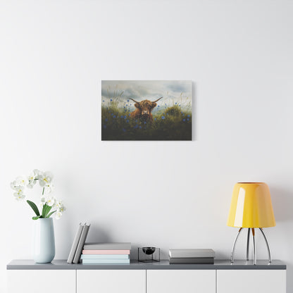 Highland "Forget Me Not" Cow Canvas 1.25"