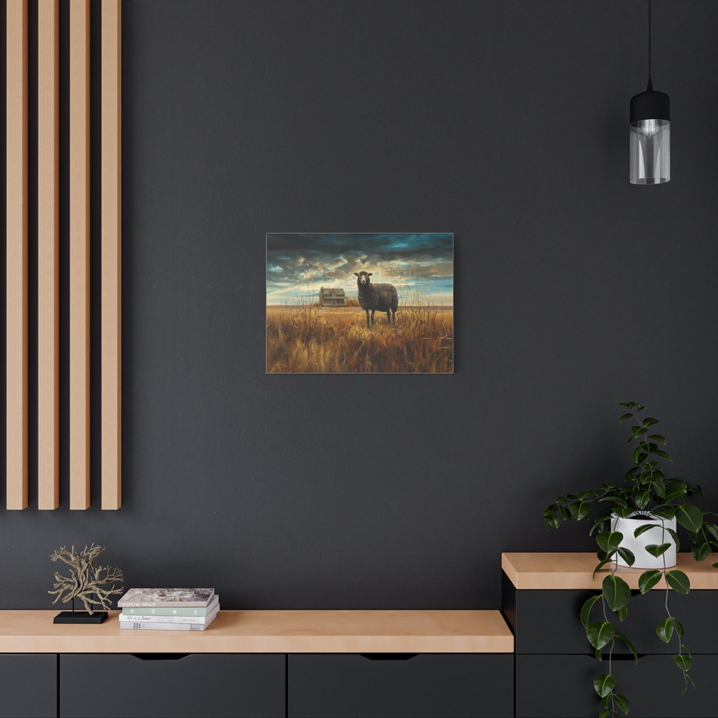 Black Welsh "Sooty" Sheep Canvas 1.25"