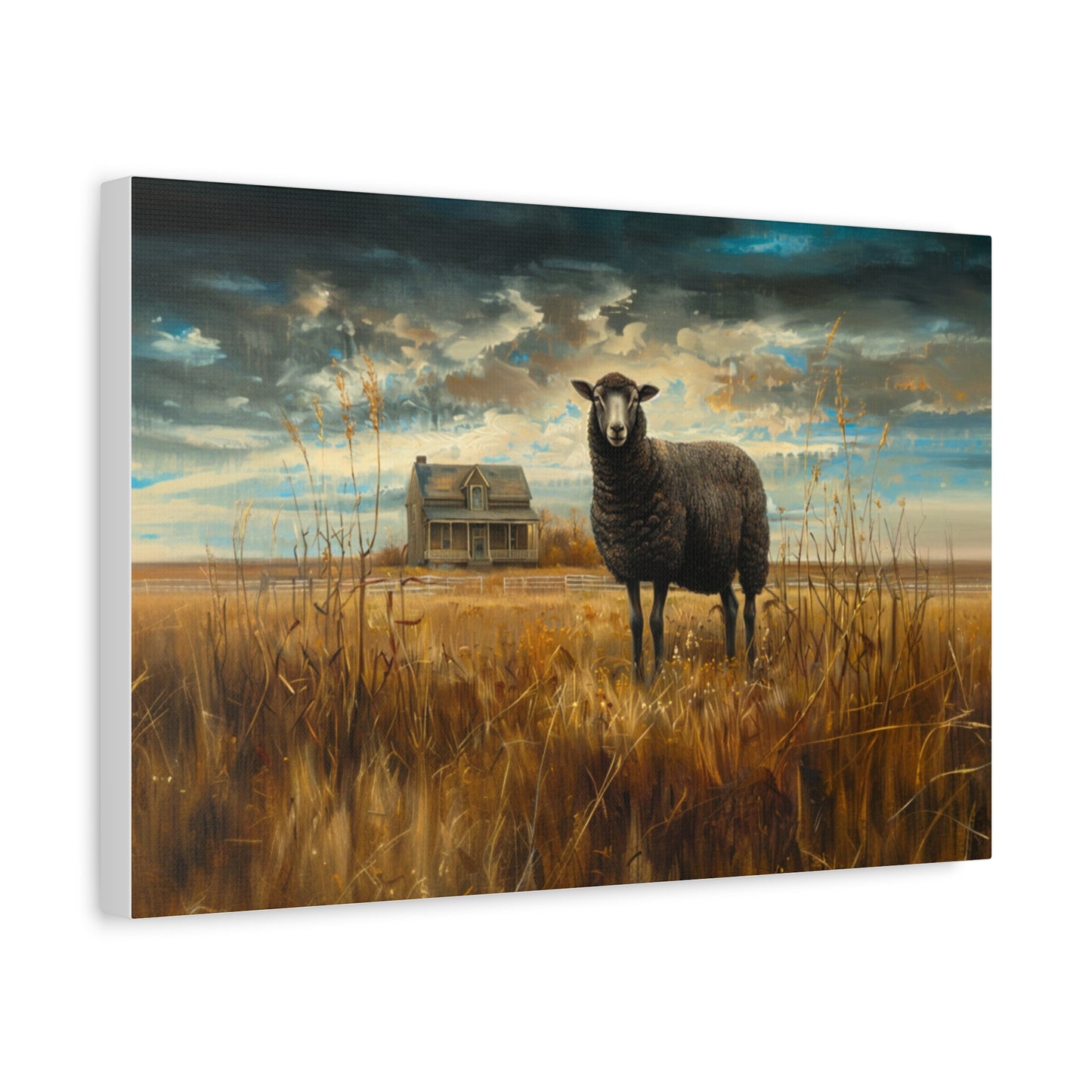 Black Welsh "Sooty" Sheep Canvas 1.25"