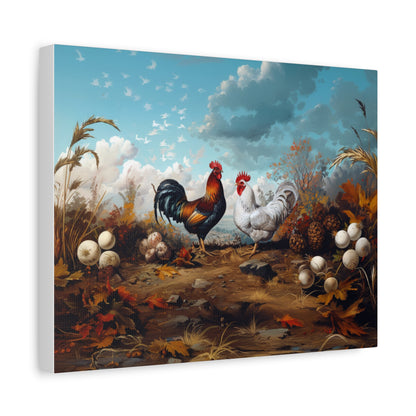 Rhode Island Red "Red & Leggy" Leghorn Chicken Canvas 1.25"