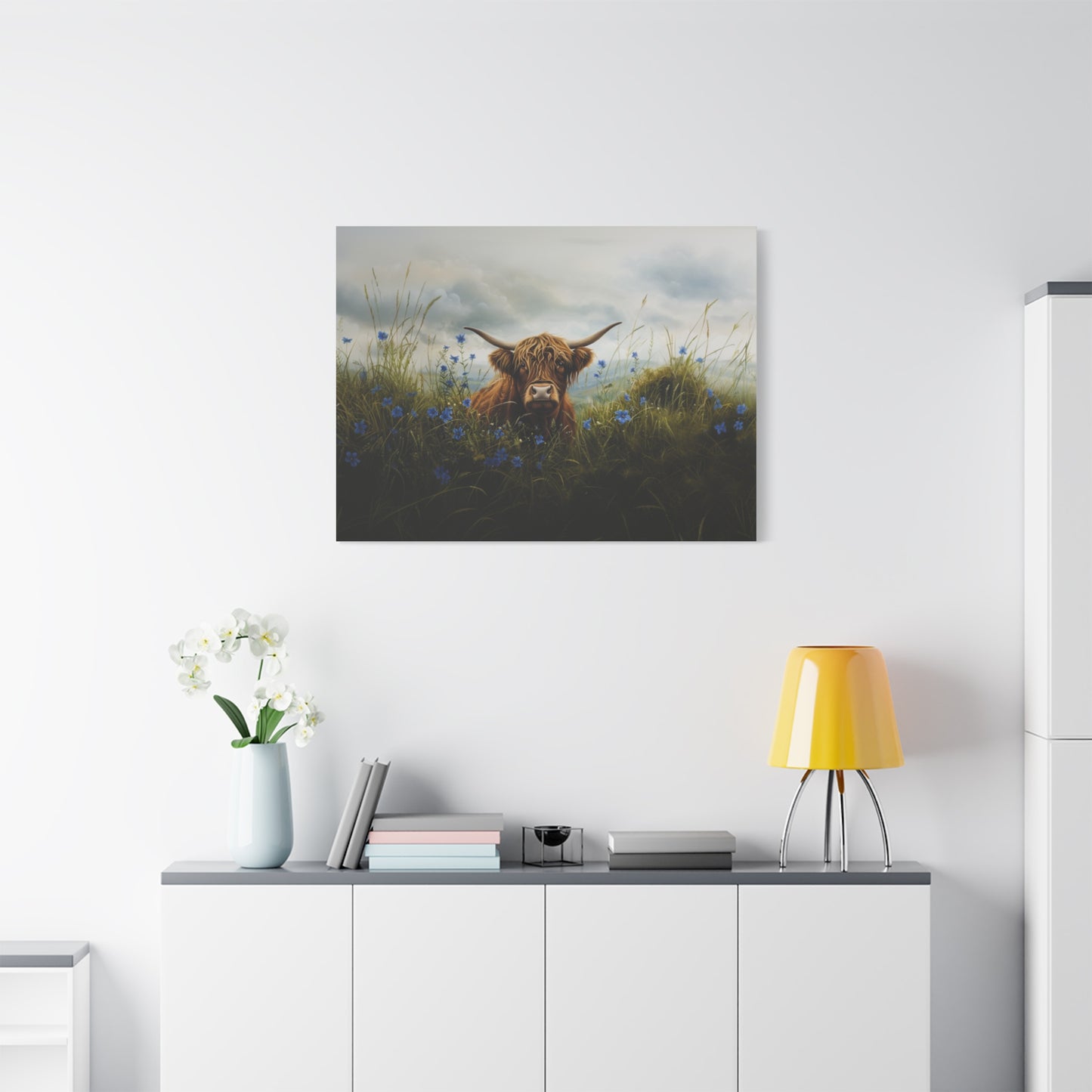 Highland "Forget Me Not" Cow Canvas 1.25"