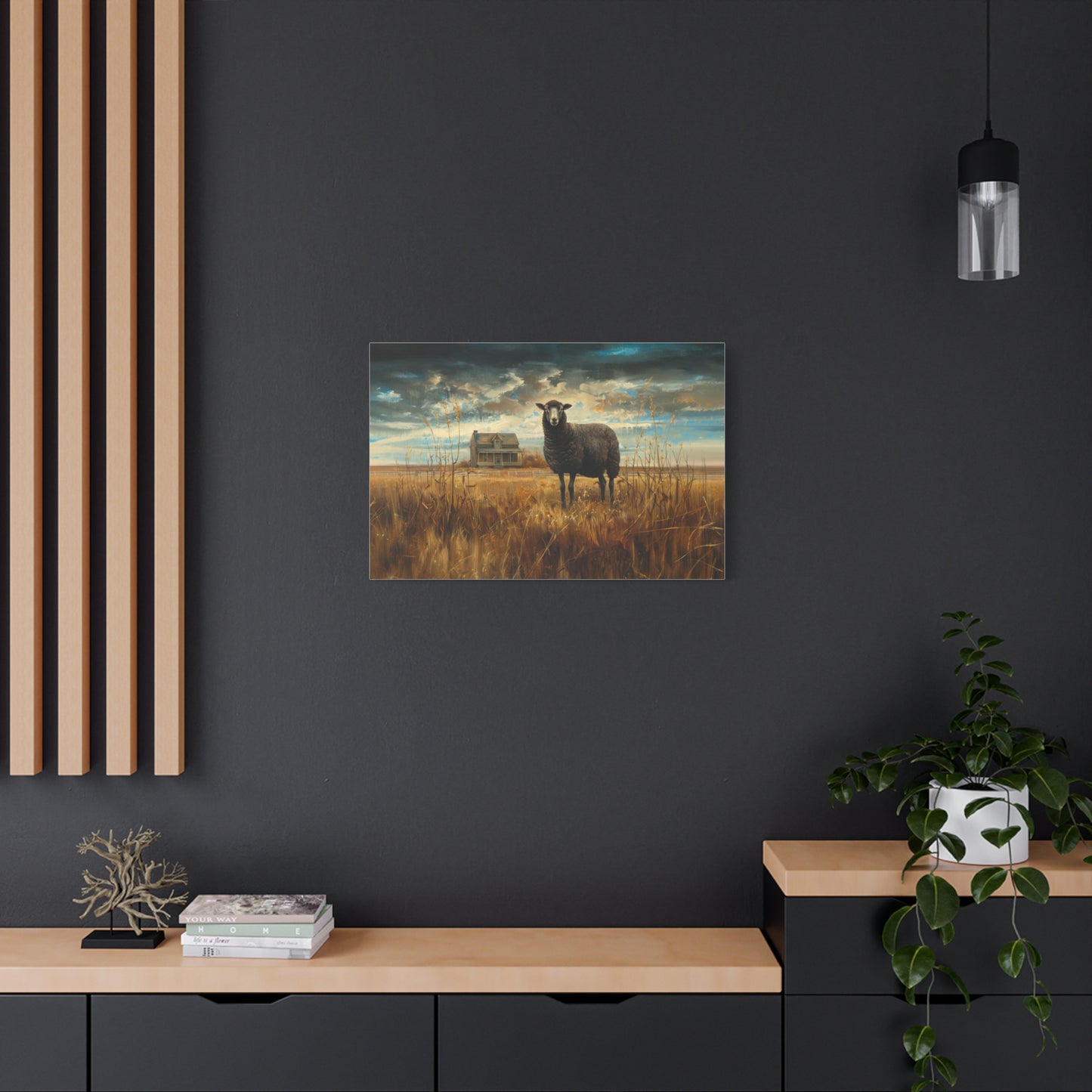 Black Welsh "Sooty" Sheep Canvas 1.25"