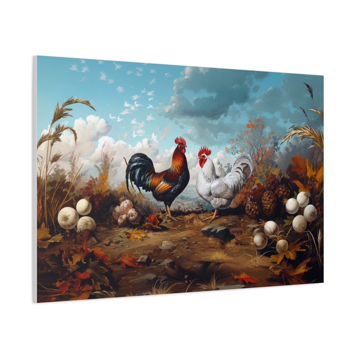 Rhode Island Red "Red & Leggy" Leghorn Chicken Canvas 1.25"