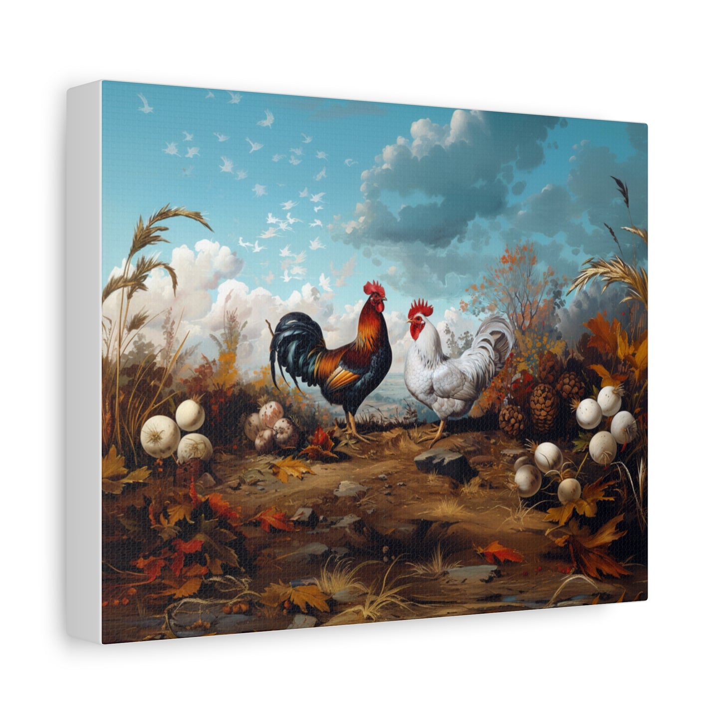 Rhode Island Red "Red & Leggy" Leghorn Chicken Canvas 1.25"