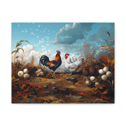 Rhode Island Red "Red & Leggy" Leghorn Chicken Canvas 1.25"