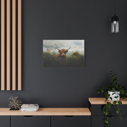 Highland "Forget Me Not" Cow Canvas 1.25"