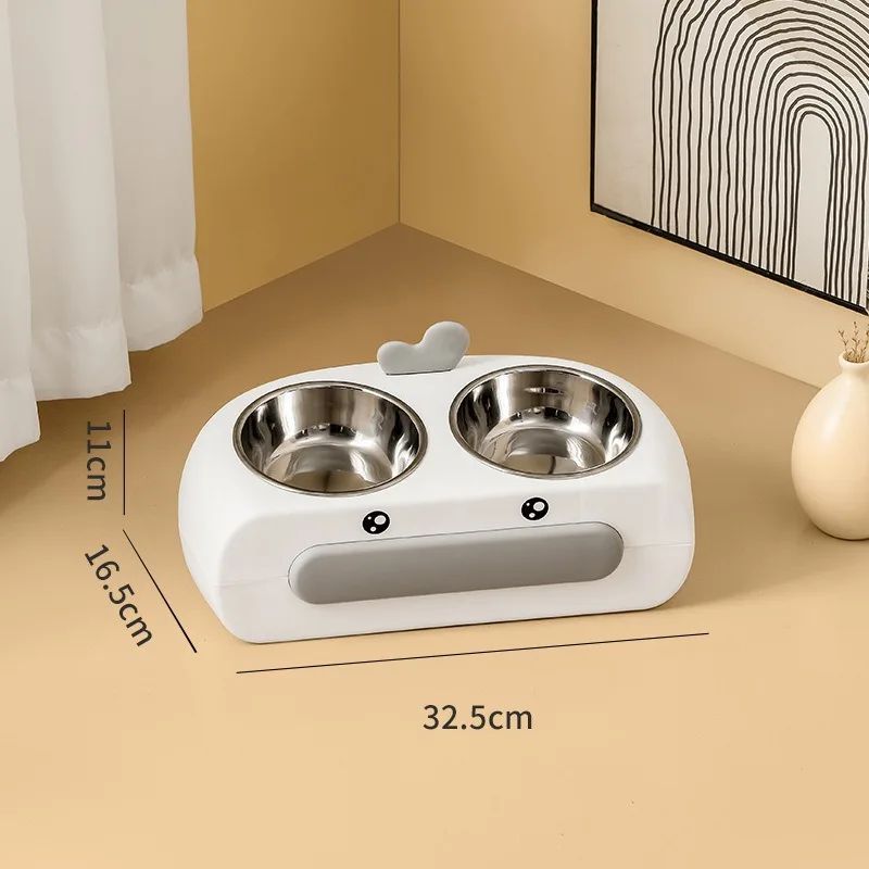 Duck Design Double Bowl Pet Food Water Feeder