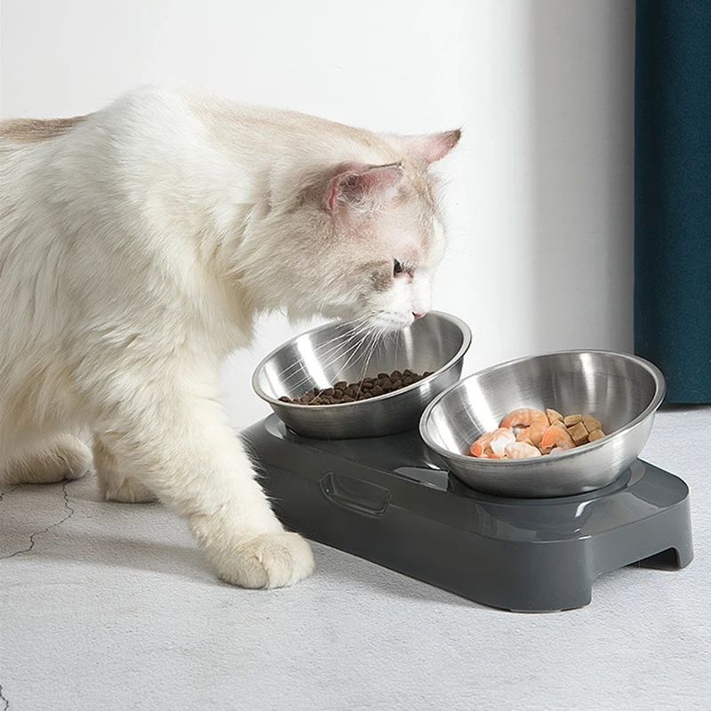 Stainless Steel Cat Dog Food Water Bowl With Stand