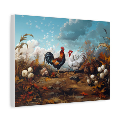 Rhode Island Red "Red & Leggy" Leghorn Chicken Canvas 1.25"