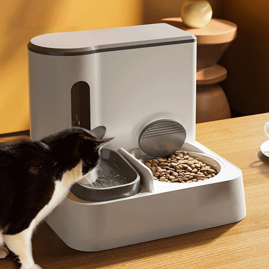 Automatic Cat Feeder Water Dispenser Integrated Double Bowl