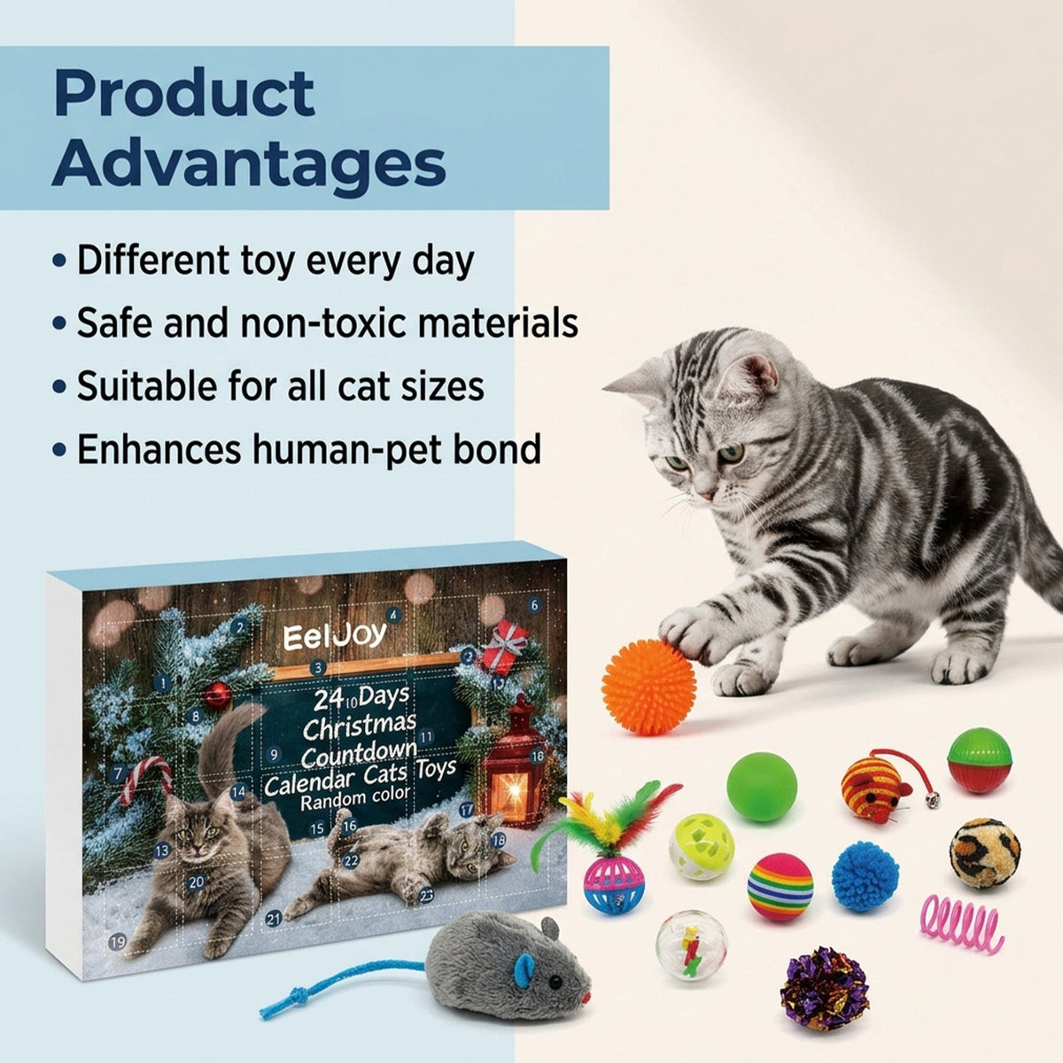 24 Day Christmas Advent Calendar Cat Toy