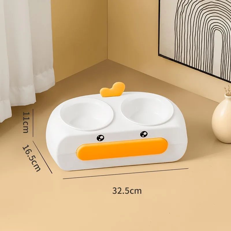Duck Design Double Bowl Pet Food Water Feeder