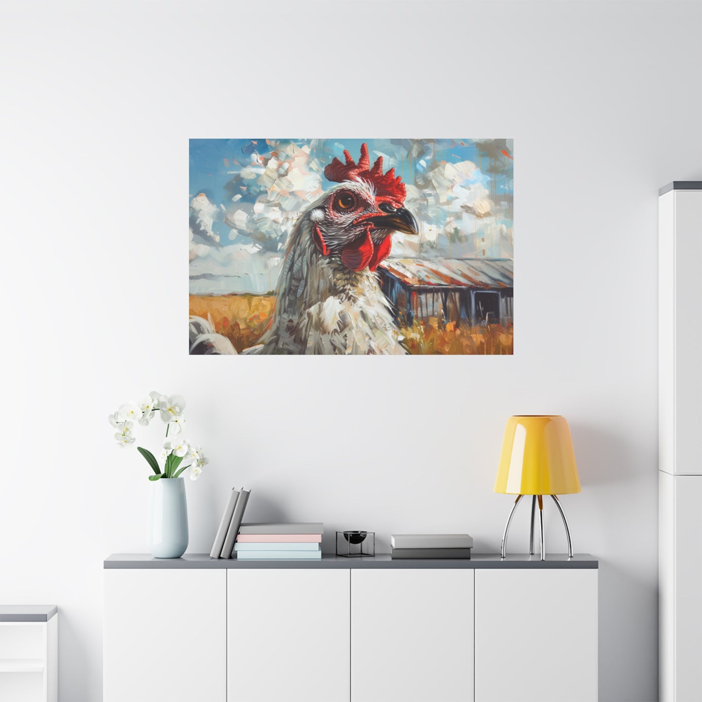 Leghorn "Cloud" Chicken Canvas 1.25"