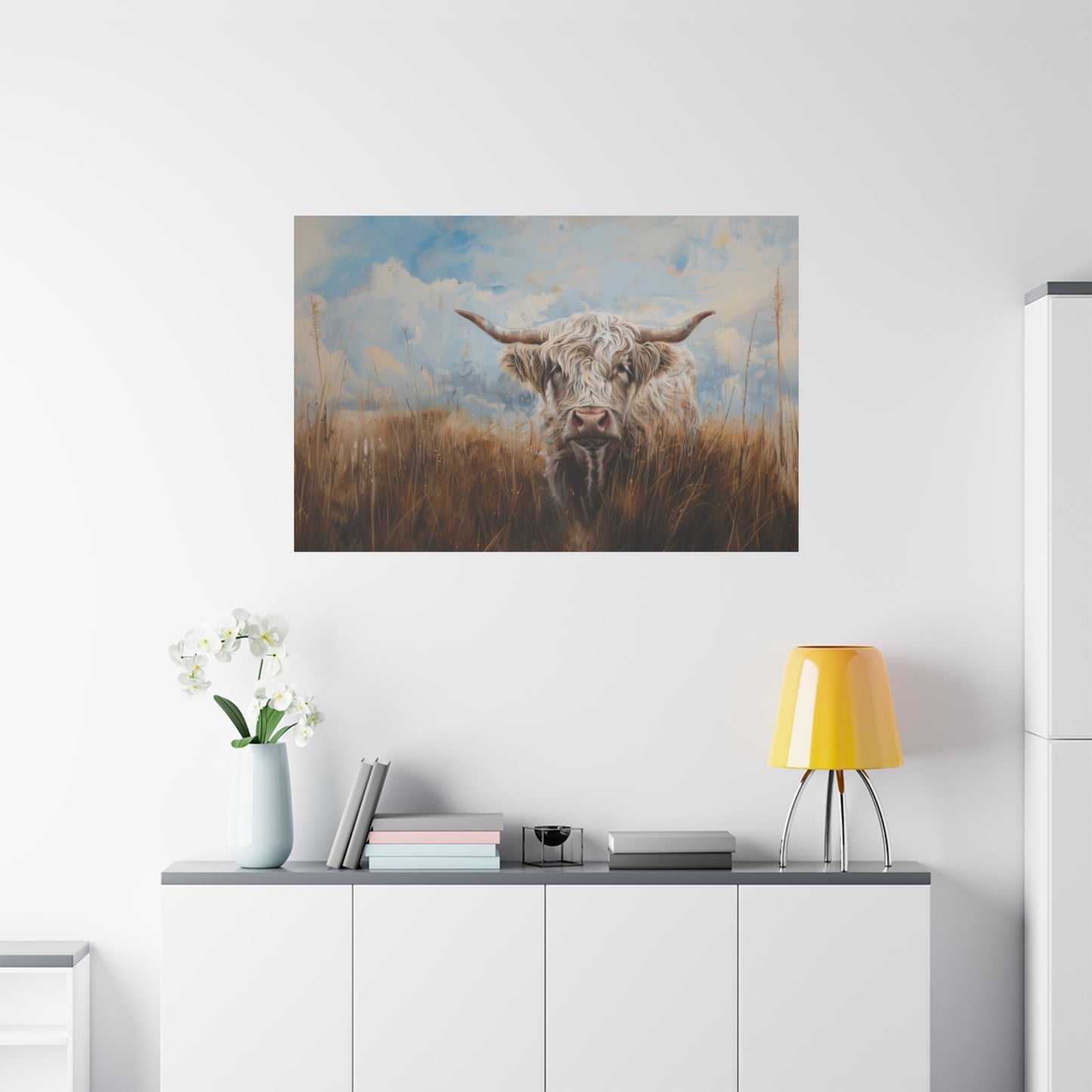 Highland "White Highlander" Cow Canvas 1.25"