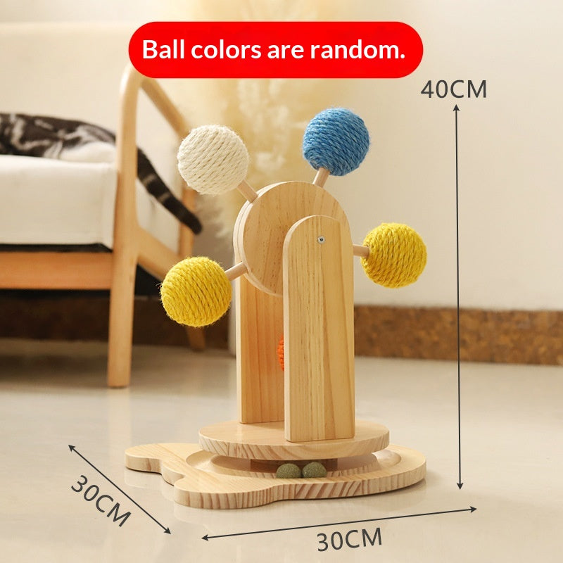 Solid Wood Cat Scratching Board Turntable Toy