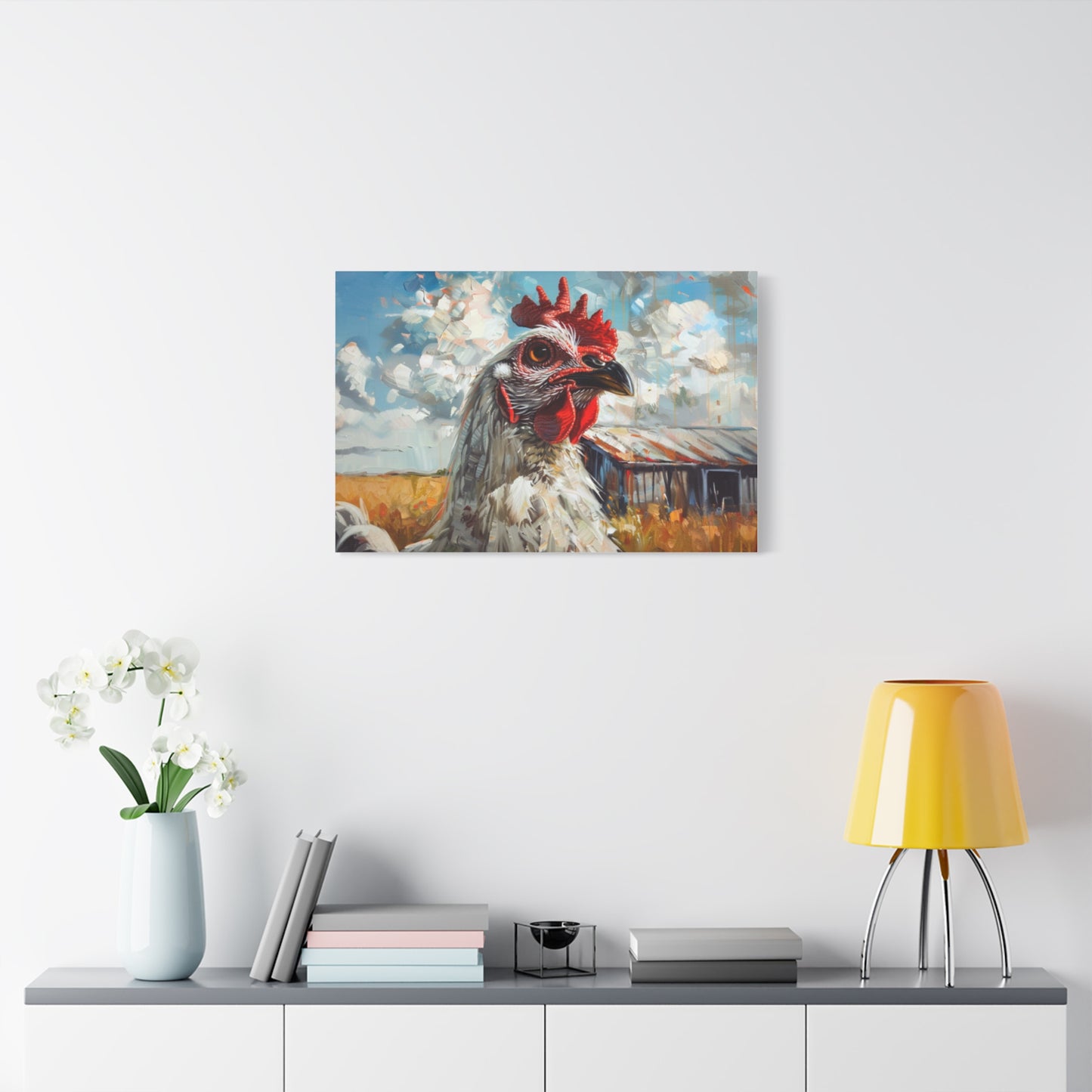 Leghorn "Cloud" Chicken Canvas 1.25"