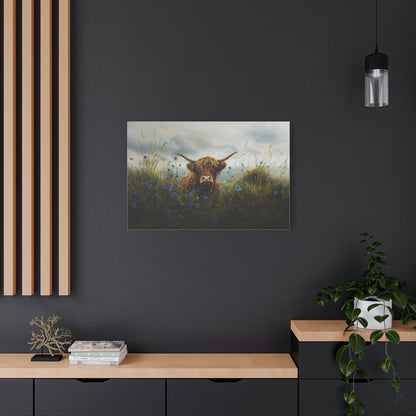 Highland "Forget Me Not" Cow Canvas 1.25"