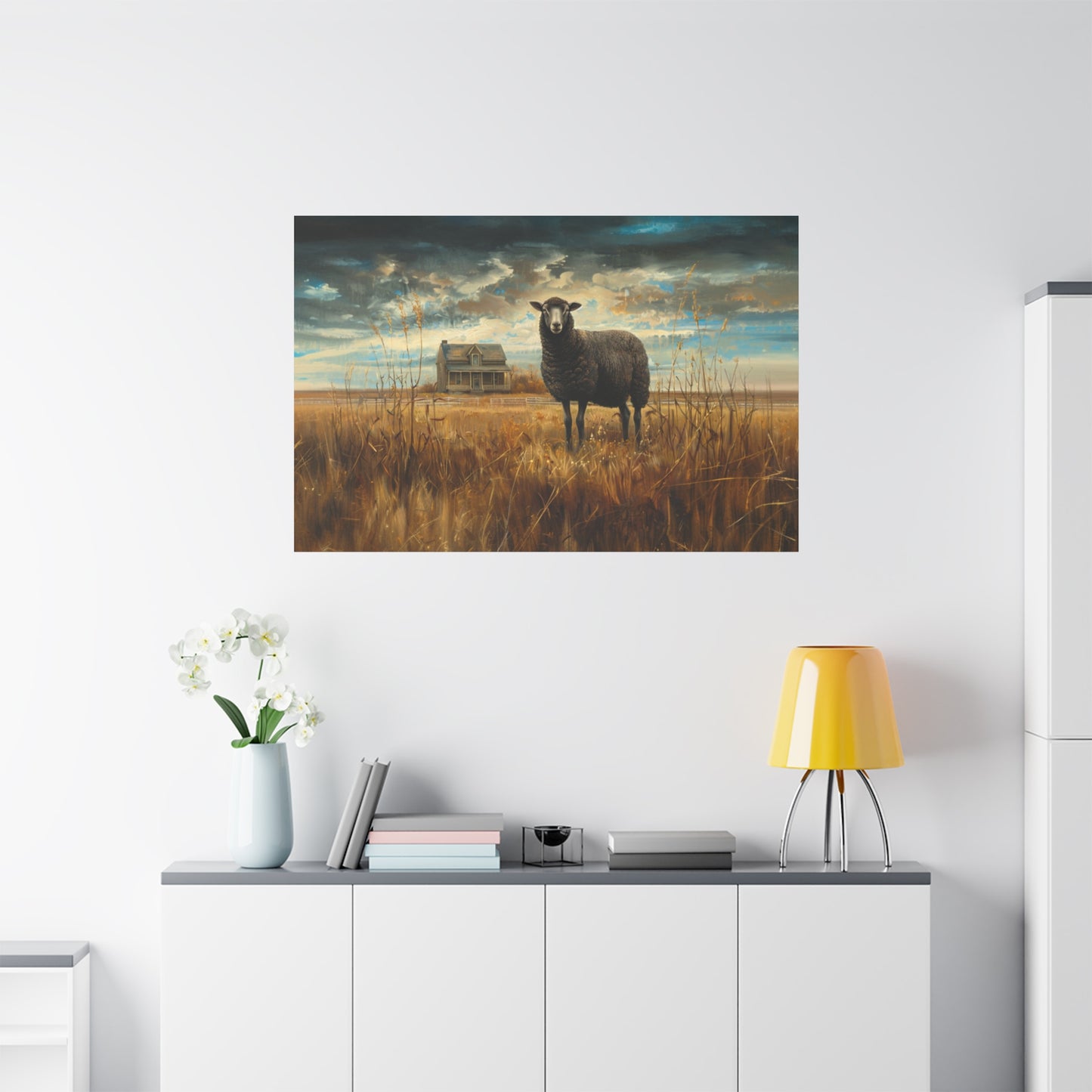 Black Welsh "Sooty" Sheep Canvas 1.25"