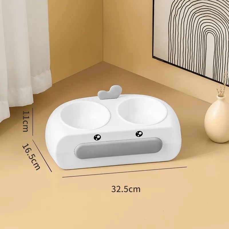 Duck Design Double Bowl Pet Food Water Feeder