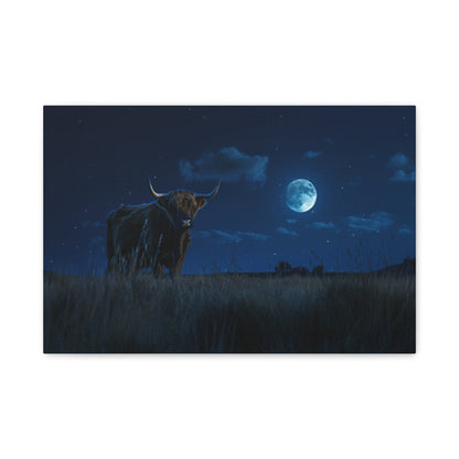 Highland "Starry Night" Cow Canvas 1.25"