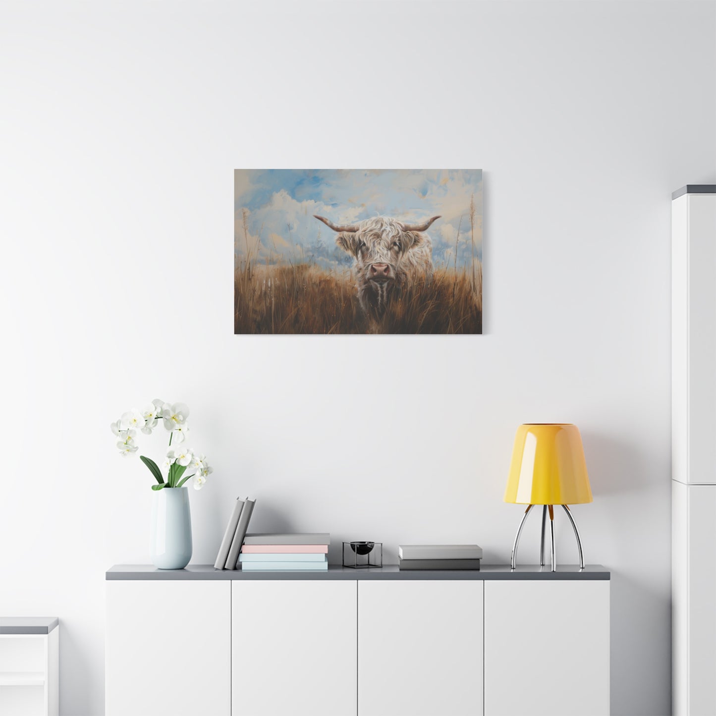 Highland "White Highlander" Cow Canvas 1.25"